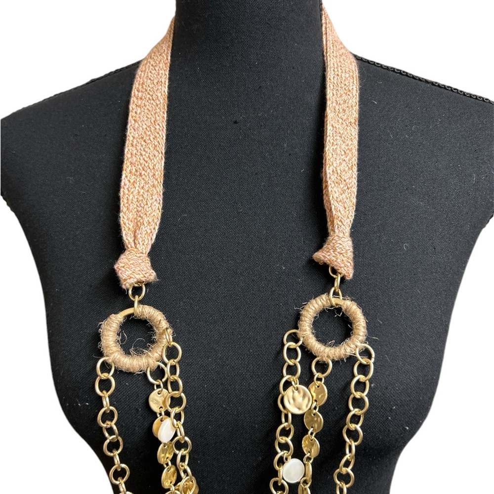 Plunder 3 Strand Gold, White and pink Necklace, 38”, Excellent Condition - Picture 2 of 4